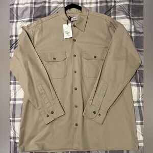 Ghiaia Men's Cashmere Beige Over Shirt, Size Xl 100% Cotton, Made in Italy.